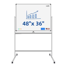 CMCTOTNG Rolling Whiteboard with Stand, 48”x36” White Board Dry Erase on Wheels, Large Mobile Dry Erase Board, Double Sided Magnetic Whiteboard, Portable White Boards