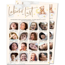 20 x Labour or Lust Baby Shower Game – Unisex Neutral Teddy Bear Design (20 Guest Cards + 1 Card of Answers for The Host + Winner's Certificate)