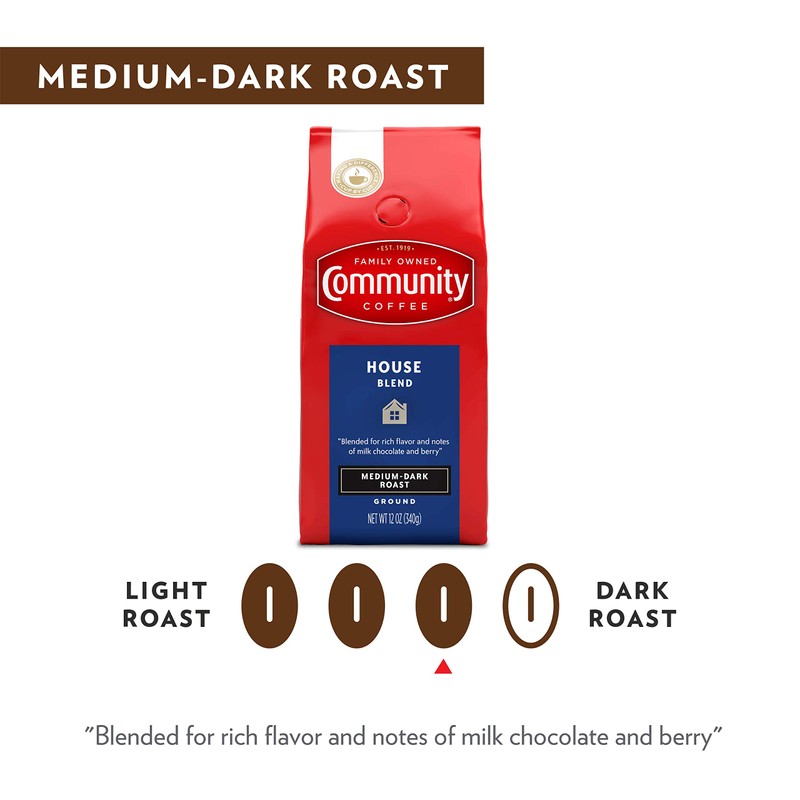 Community Coffee House Blend, Ground Coffee, Medium Dark Roast, 12