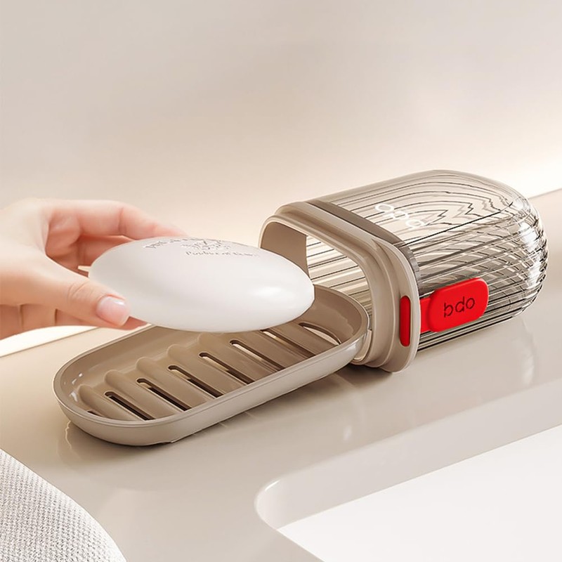 Double Layer Drainable Soap Dish with Lid -Soap Case Bar