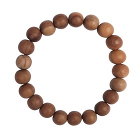 Sandalwood Bracelet 11-mm Beads Elastic String 7.5-8 Inch Unisex Wrist Sizes Beaded Scented Wood