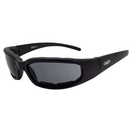 Chicago Faucets Foam Padded Smoked Lens Sunglasses - Motorcycle ATV Sports Eyewear Black Frame With Shatterproof Lenses