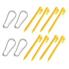 Mipcase Heavy Duty Plastic Tent Pegs Yellow Beach and Garden Stakes with Silver Climbing Hooks Windproof Outdoor Camping and Hiking Ground Anchors Lightweight and Portable Fixing Tools