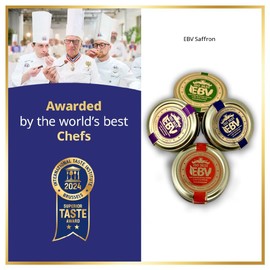 EBV Award-Winning Grade A Saffron Threads - Pure All Red Golden Spice for Culinary Excellence | Ideal for Tea, Paella, and Rice Dishes | Premium Super Negin Coupe Saffron Quality