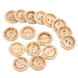 100PCS Wooden Buttons Round Wooden Handmade with Love Round Craft Decor 2 Holes Wooden Sewing Buttons Crafts Sewing Decoration for Sewing Scrapbooking Clothes Accessories (25mm)
