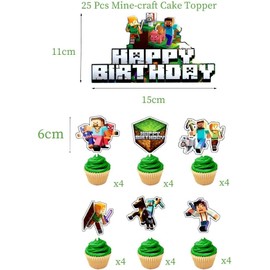 LGUZAKO 25pcs Cake Decorations, 1 Large Happy Birthday Topper Toppers Happy Birthday for Kids