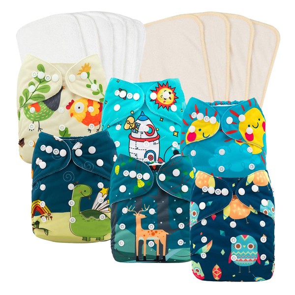 babygoal Reusable Cloth Diapers for Baby Boys, One Size Adjustable