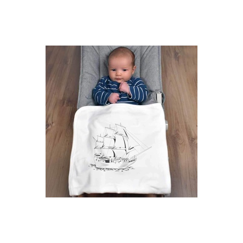Azeeda 'Sailing Ship' Cotton Baby Blanket/Shawl (BY00039305)
