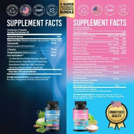 Shining Serenity Set - Zoyava Collagen & Cortisol All-in-One Multivitamin Combo - Made in USA with Extra Strength Ingredients