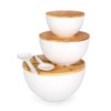 ShineMe Salad Serving Bowls with Lid and Utensils, 10" Bamboo