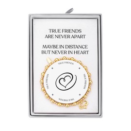 Philip Jones Gold Plated True Friendship Quote Stretch Bracelet with Gift Box