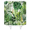 YSSFAV Tropical Green Leaves Shower Curtain Palm Leaf Monstera Banana