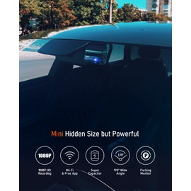 IIWEY WiFi Dash Cam Front 1080P Mini Hidden Car Dashboard Recorder with Super Night Vision, Lens 360° Rotation, App Control for Car, capacitor, G-sensor, Parking Monitor