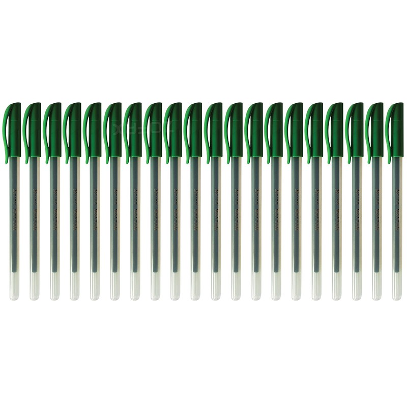 SAINO 20 x 0.7mm Fine Tip Softek GREEN Ballpoint Pens