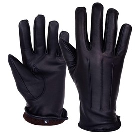 Men's Lamb Skin Leather Luxury Dress Gloves With Cashmere Lining And Extended Length Upto 2 Inches From Wrist (Black, X-Large)
