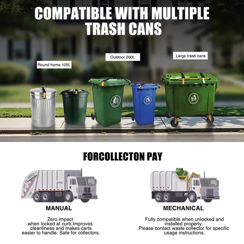 Trash Can Locks for Animals, 2 Pack Adjustable Garbage Can