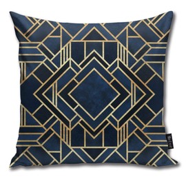 tyui7 Pillowcase Art Deco Fancy Blue Decor Pillowcases Throw Cushion Covers for Sofa and Couch 45x45 cm