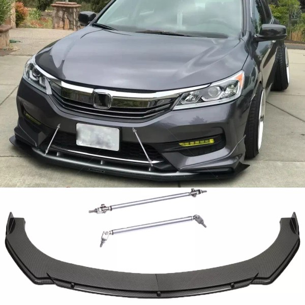 KEEPDSGN Front Bumper Lip Spoiler Splitter Carbon Style + Strut