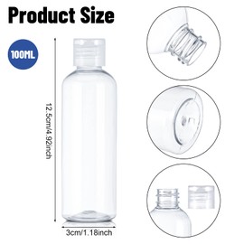 ALTcompluser Set of 10 Travel Bottles 100 ml Plastic Bottles Empty Flight Bottle Set Transparent Cosmetic Bottle Shower Gel Container for Air Travel, Business Trip, Shampoo, Lotion