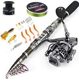 Sougayilang Fishing Rod Combos with Telescopic Fishing Pole Spinning Reels Fishing Carrier Bag for Travel Saltwater Freshwater Fishing-2.4M/7.87FT