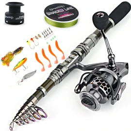 Sougayilang Fishing Rod Combos with Telescopic Fishing Pole Spinning Reels Fishing Carrier Bag for Travel Saltwater Freshwater Fishing-2.4M/7.87FT