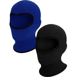 SATINIOR 2 Pieces Kid Balaclava Hats Windproof Ear Muffs Hats Winter Fleece Warm Hat for Boy Girls (Black, Royal Blue), Medium