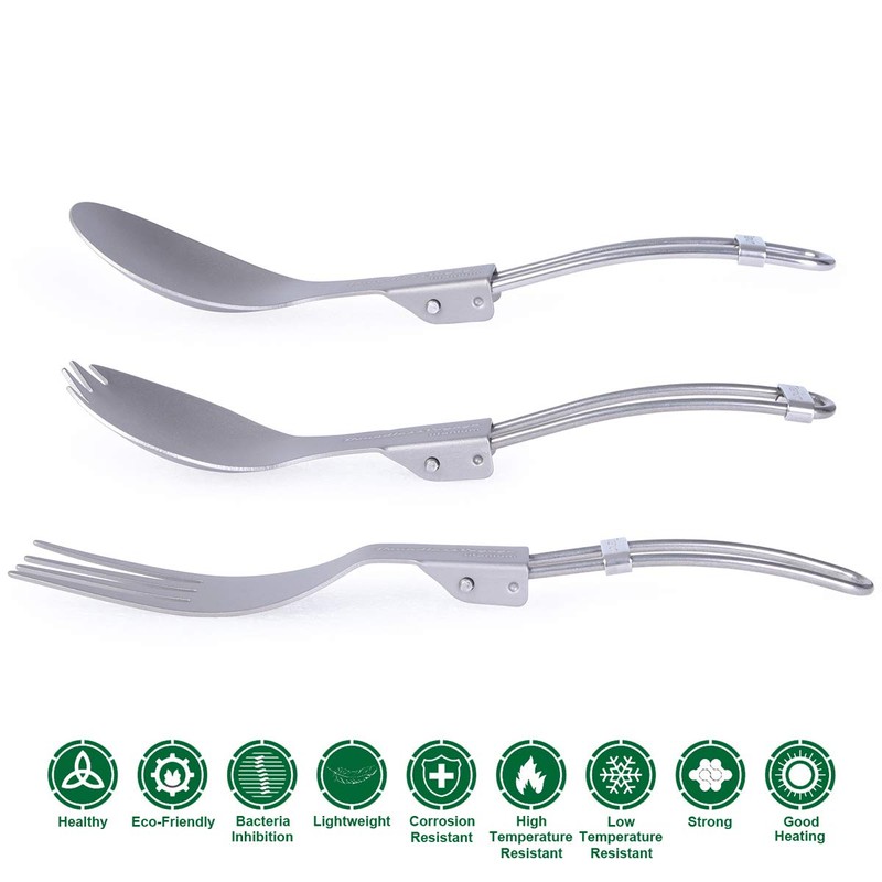 Boundless Voyage Folding Flaware Ultralight Titanium Cutlery Portable Spoon Fork