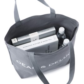 DEAN & DELUCA Tote Bag, Large, Charcoal Gray, Plain, Practical, Mother's Bag, Folding Eco Bag