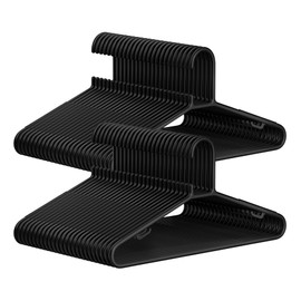 SONGMICS Plastic Hangers 50 Pack, Space-Saving Clothes Hangers, Lightweight Hangers, for Pants, Coats, Dresses, Black UCRP009B50