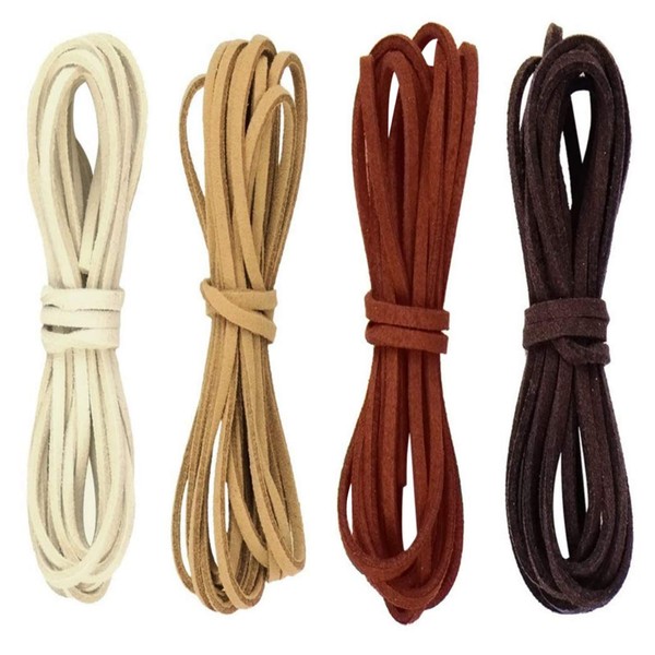 HappyHome Suede Leather Cord Accessory Cord Leather Craft Cord 6.6 ft (2 m) 4 Color Set