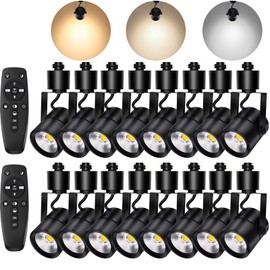MOCAOIRE Black Track Lighting Heads,2700K-6500K Stepless Dimming H Type LED Track Light Heads Dimmable Rail Ceiling Spotlight Fixtures Accent Art Task,Flicker Free CRI90+ 24°10W 1000LM,Black 16 Pack