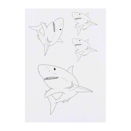 4 x 'Great White Shark' Temporary Tattoos - Water Resistant, Skin-Safe, Non-Toxic Transfers, Mixed Sizes (TO00085108)