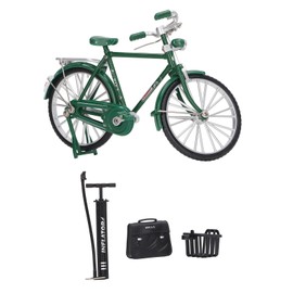 1:10 Alloy Bicycle Model Vintage Miniature Simulation Collection Free Standing Bike Model with Inflator Briefcase Green