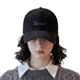 VARZAR Bazaar Chain Logo Corduroy OG Fit Ball Cap, 4 Colors, Unisex, Korean Brand, Korean Fashion Hat, UV Protection, Deep, Small Face Effect, SNS Topic, Celebrity Wear, Black