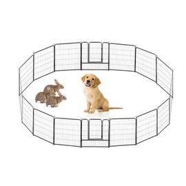 smileracing Metal Dog Playpen Pet Dog Fence, Metal Dog Pen Outdoor Exercise Pen with Doors Outdoor, for Large/Medium/Small Dogs (16 Panels - 32 Inch)