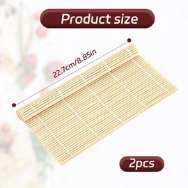 hioseyre 2 Pcs Bamboo Sushi Mat,Sushi Roller Mat,Sushi Making Mat Kit,Bamboo Rolling Set,Beginner DIY Sushi Roller Mold Making Assistant (24 * 23cm)