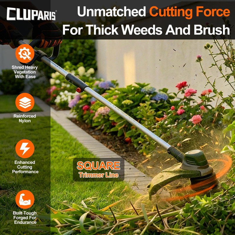 Cluparis .105-Inch Heavy Duty Trimmer Line, 1lb 237ft Professional Square
