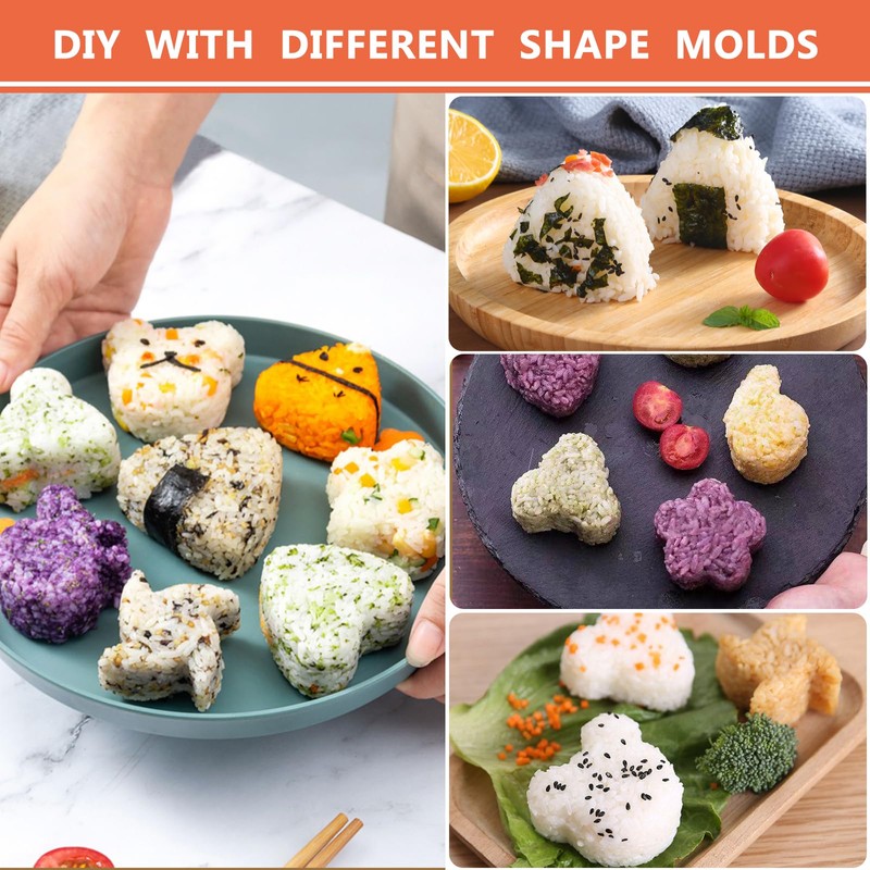 Prebarfun 10 PCS Onigiri Mould, Sushi Making Kit, Rice Ball