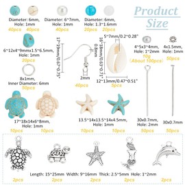 PH PandaHall 575pcs Turquoise Turtle Beads Ocean Beads Charms Jewelry Making Kit Starfish Seashell Beads Charms Tortoise Mermaid Pendants for Summer Beach Necklace Earring Bracelet Anklet Making