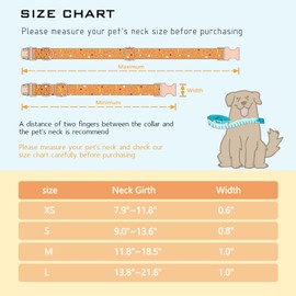 Faygarsle Orange Stars Moon Pattern Dog Collar for Small Medium Large Dogs Cute Puppy Collars for Female Dogs for Summer Spring Wedding Necklace Girl Dog Collar S