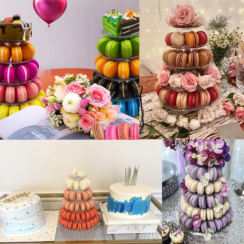 Kithing 6 Tiers Round Macaron Tower Stand Cake Display Rack