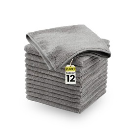 Zuvo Microfibre Cloth For Car(12-Pack)- Ultra Soft, Scratch Free, Highly Absorbent Kitchen Cloth, Lint Free Cloth For Car Cleaning Cloths,XL Microfiber Cleaning Cloth 32x32 cm (Grey)