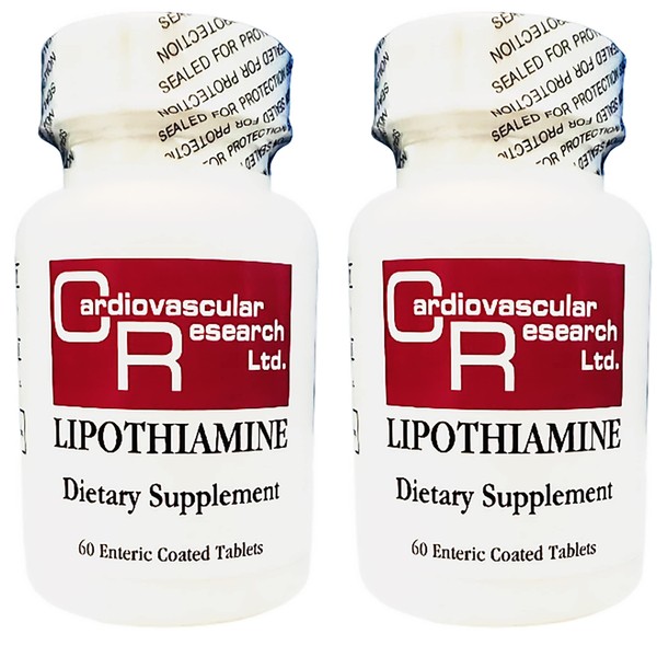Cardiovascular Research Thiamine B1 Supplement 120 Tablets - Vitamin B1 Lipothiamine Now with Alpha Lipoic Acid - Two 60 Tab Bottles