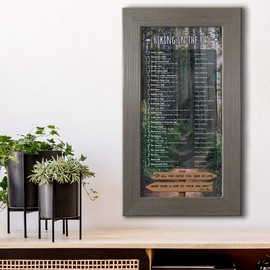 Hiking Trails Bucket List Tracker - Barnwood Gray Frame - Pin Your Hiking Adventures - Hikers Tracking List - List of Top Hikes in the US