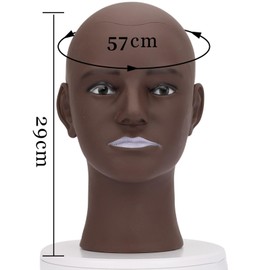 perfeclan Glatzköpfiger Schaufensterpuppenkopf, Make-up-Schaufensterpuppenkopf, professionelles Kopfbedeckungs-Display-Requisitenmodell, Schwarze Haut