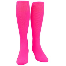 MK Socks Ultralite Knee High Long Baseball Football Tube Socks, Hot Pink (Neon Pink) (S)