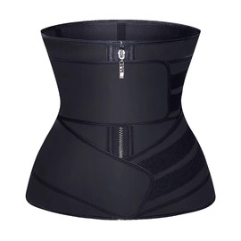 YIANNA Latex Waist Trainer for Women Tummy Control Jsculpt Double Sweat Trimmer Belt Workout Training Sport Girdle, YA2223-Black-2XL