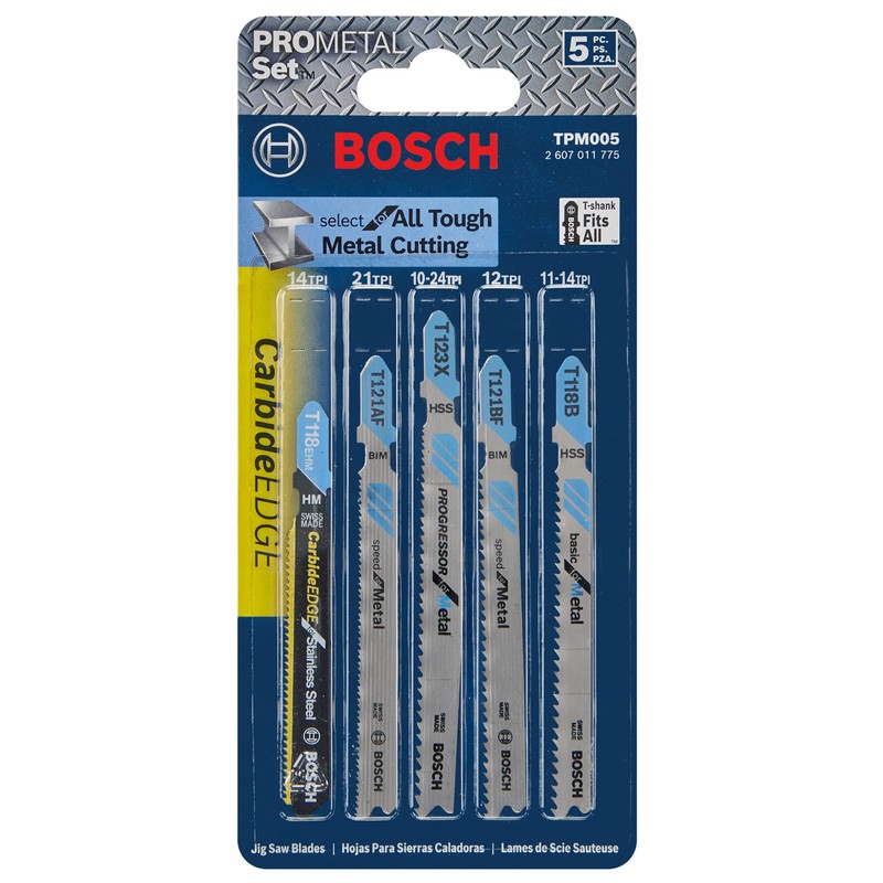 Bosch TPM005 5 pc. Pro-Metal T-Shank Jig Saw Blade Set