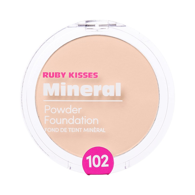 Ruby Kisses Mineral Pressed Powder Foundation, Medium to Full Coverage