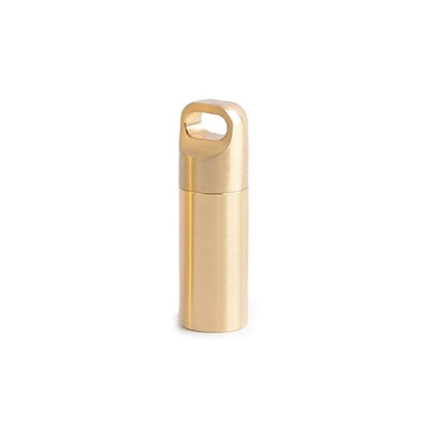 Portable Pill Box SENRISE Waterproof Pill Box Metal Small Bag Keychain Medicine Bag for Outdoor Travel Camping Gold